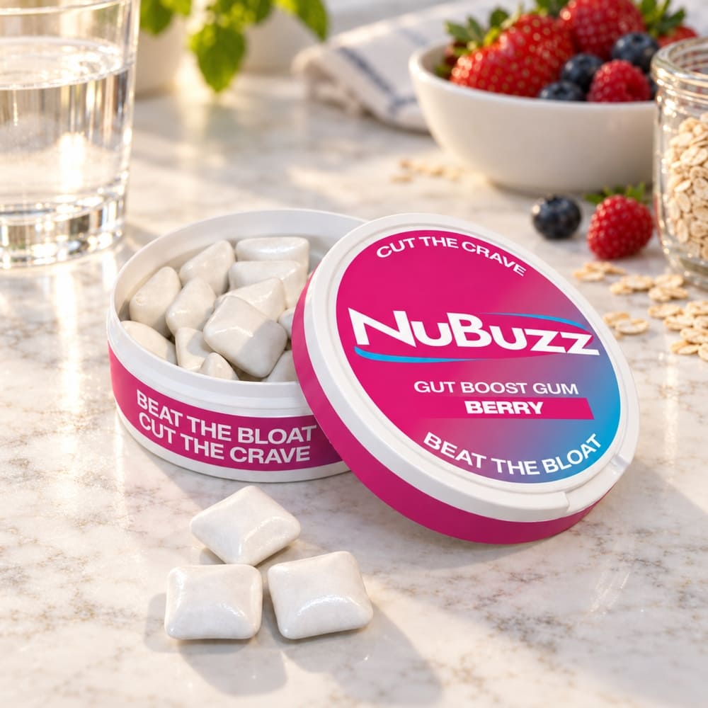 NuBuzz Gut Boost Gum - 100% sugar-free making it safe for all diets and to help prolong fasting